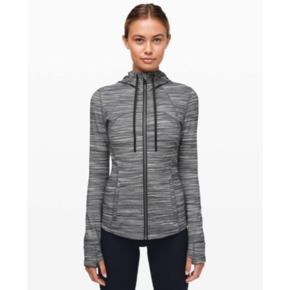 Lululemon Hooded Define Jacket Nulu Heathered Black/White Athletic Athleisure 6